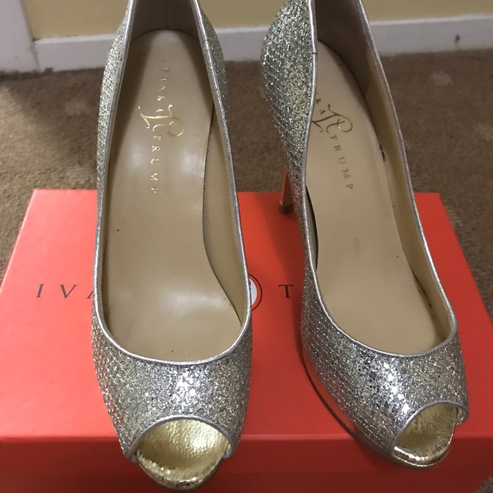 Metallic/ glitter open toe heels